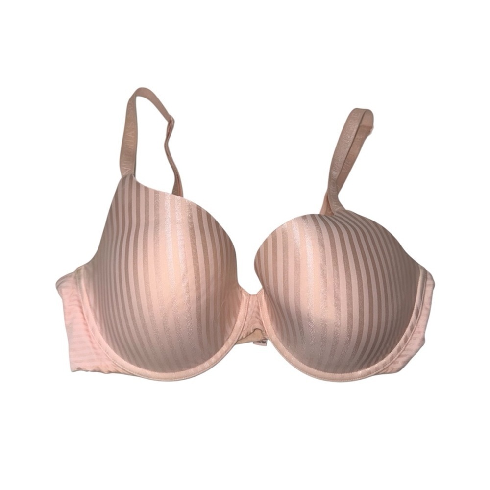 Victoria’s Secret T-shirt Lightly Lined Demi Bra Light Pink Stripe 36DD Women’s